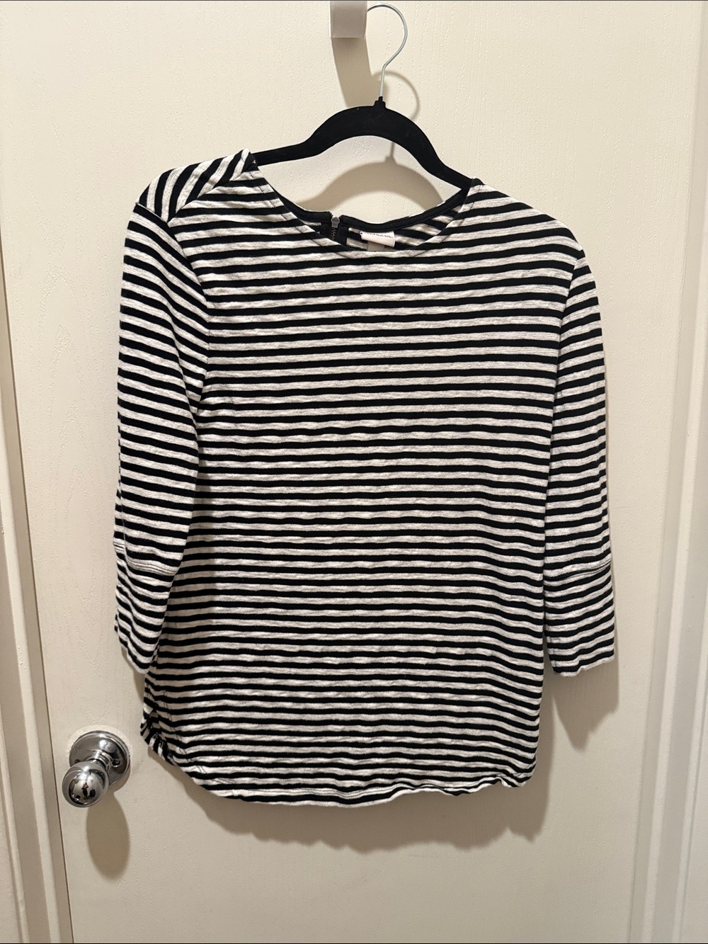 Merona Black and White Striped Long Sleeve Boatneck Top
